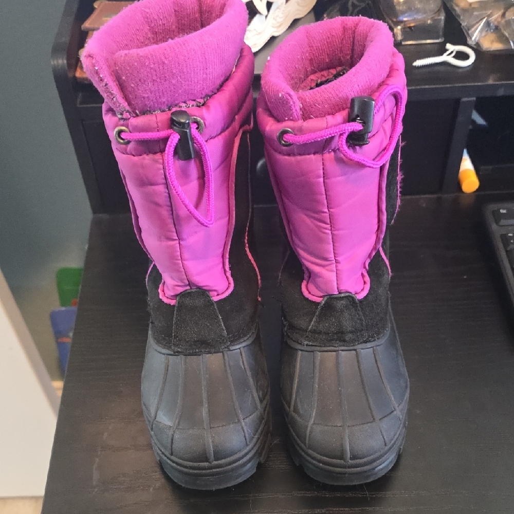 totes Kids Pink and Black Waterproof Winter Boots